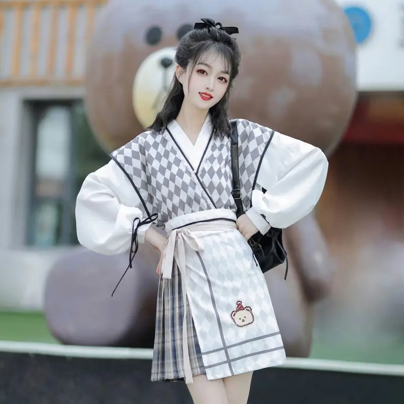 Modern&Improved Hanfu Dress Women Chinese Style Hanfu Gray&Red 3pcs Sets Summer Short Skirt Party Outfit Hanfu Dress Plus Size