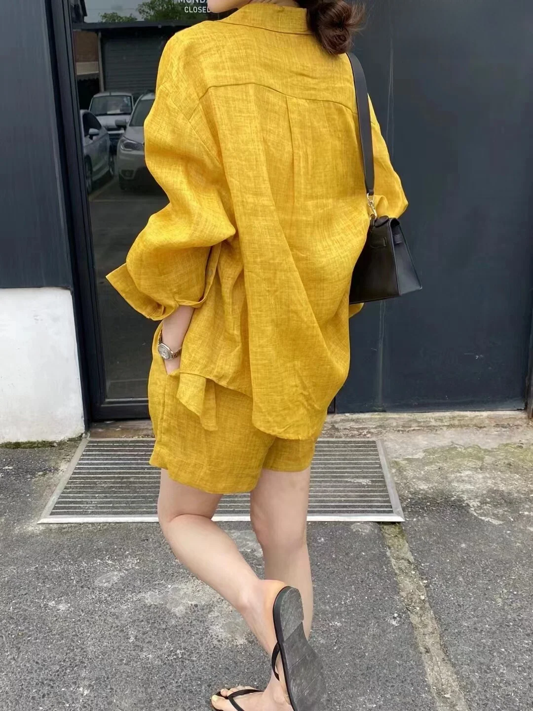 

Cotton Linen Shirt Set Summer 2026 New Korean Style Lazy Sun Protection Breathable Long Sleeve Top Shorts Two Piece Set Women
