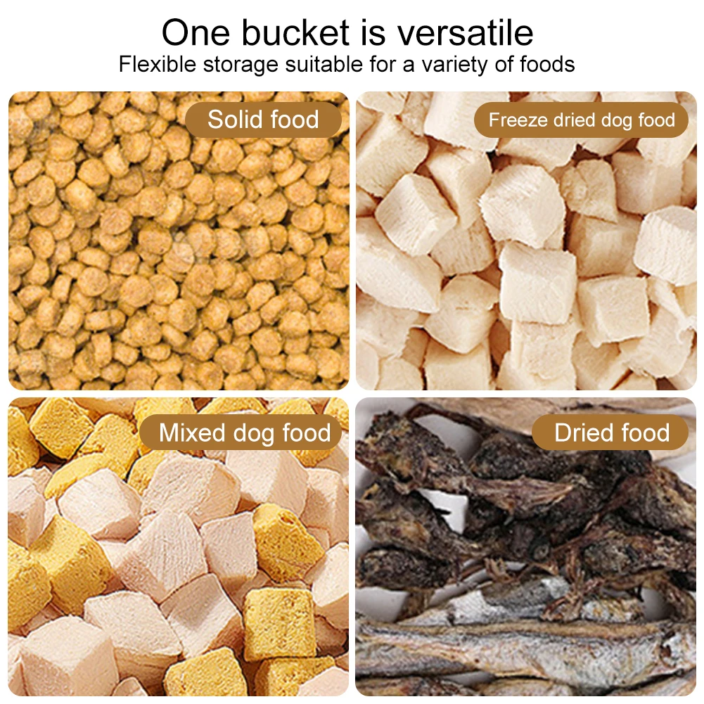 Collapsible Dry Cat Food Box 20-30LB Foldable Cat Food Bucket Large Capacity Flour Multigrain Rice Barrel Box with Lid & Wheels