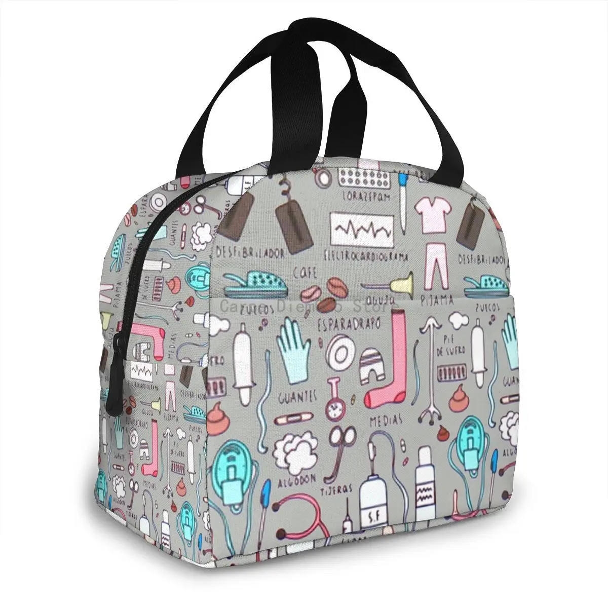 

Nurse Pattern Fresh Cooler Bags Waterproof Portable Zipper Thermal Oxford Lunch Bags Women Convenient Lunch Box Tote Food Bags