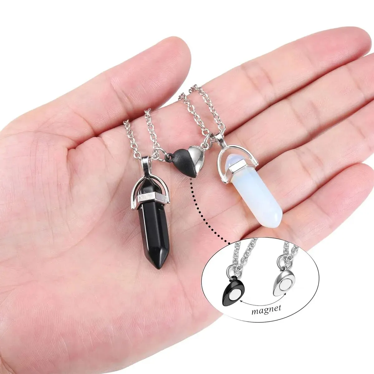 Kristal Vriendschap Matching Koppels Kettingen Voor Vrouwen Mannen Met Hart Charme, Sierlijke Rozenkwarts Beste Vrienden Bff Ketting