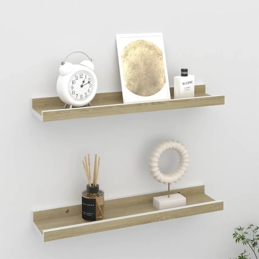 

Wall Shelves 2 pcs White and Sonoma Oak 15.7x3.5x1.2