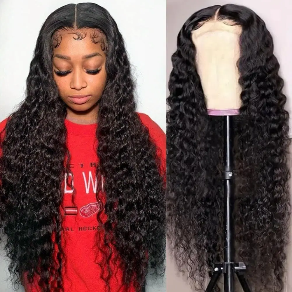 180% Deep Wave Frontal Wig 13x6 HD Lace Frontal Wigs For Women Brazilian Water Wave 13x4 HD Curly Lace Front Human Hair Wig