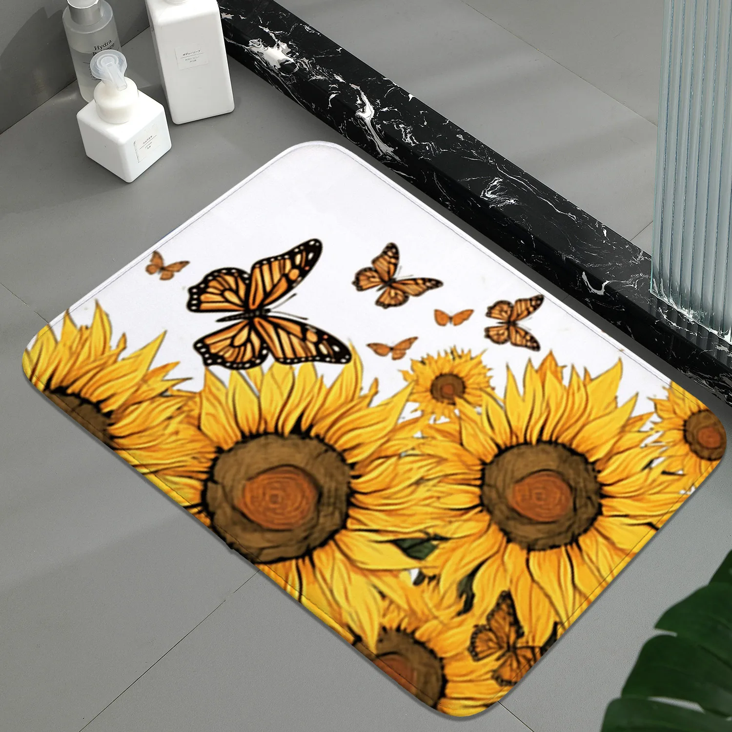 1 piece sunflower butterfly flower outdoor entrance mat, indoor and outdoor non-slip floor mat, home decoration accessories carp
