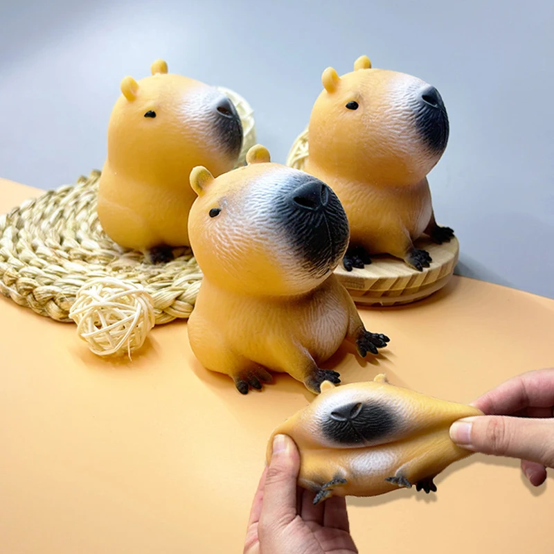 Capybara Relax Squeeze Toy Durable TPR Material Slow Rebound Stress Reducing Toy Kapibala Pinch Music Desktop Decor Ornaments