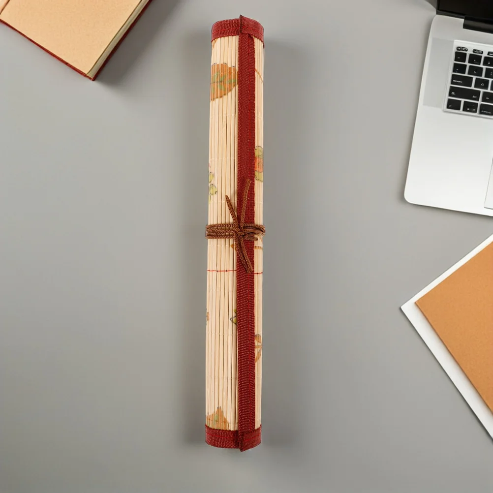 

2Pcs Bamboo Vintage Calligraphy Brush Holder Roll Up Paint Brush Organizer Portable Artist Storage Case for Beginners Travel