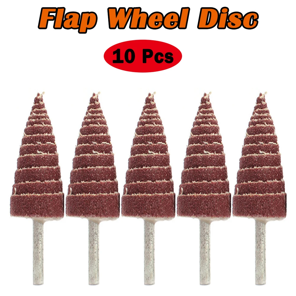 Disco de roda de aba de lixa, lixa 80 10mm, ferramentas de polimento de papel de areia, haste de 3mm para acessórios dremel, polimento de madeira com 10 peças