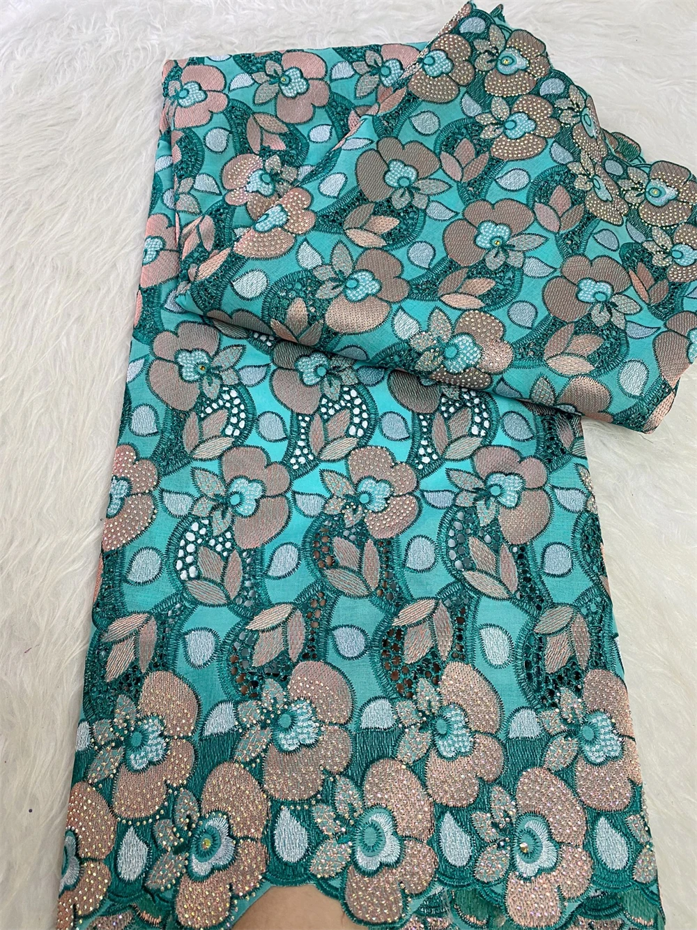 

High Quality African Lace 2025 Swiss Voile Lace Fabric Pure Cotton Embroidery Dry Lace For Women Party Dress 5 Yards