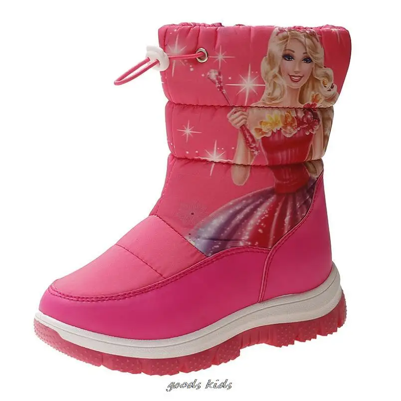 Disney Children Snow Boots Winter Warm Kids Shoes Casual Sneakers Waterproof Girls Princess Cosplay Snow White Fur Child Boots