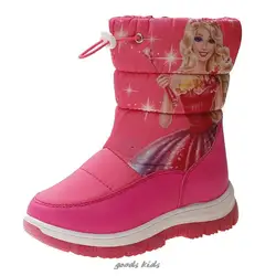 Disney-botas de nieve para niños, zapatos cálidos de invierno, zapatillas informales impermeables, Cosplay de princesa, botas de piel blanca para nieve