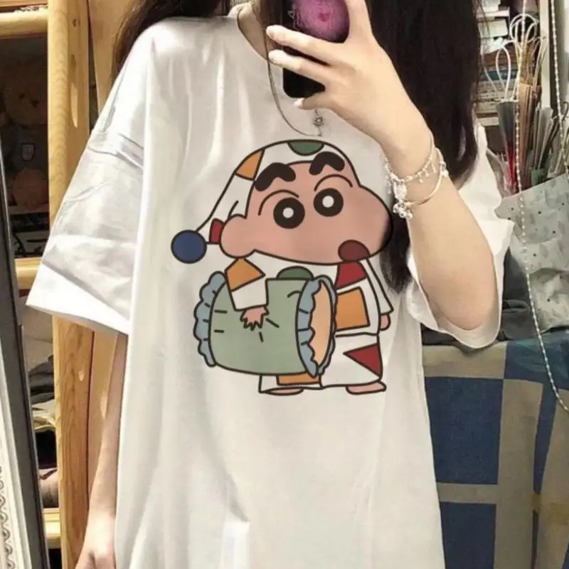 

Мультяшная Kawaii футболка Crayon Shin-Chan пижамы Аниме Cute Shin-Chan летняя Модная Удобная футболка креативные подарки для девушек