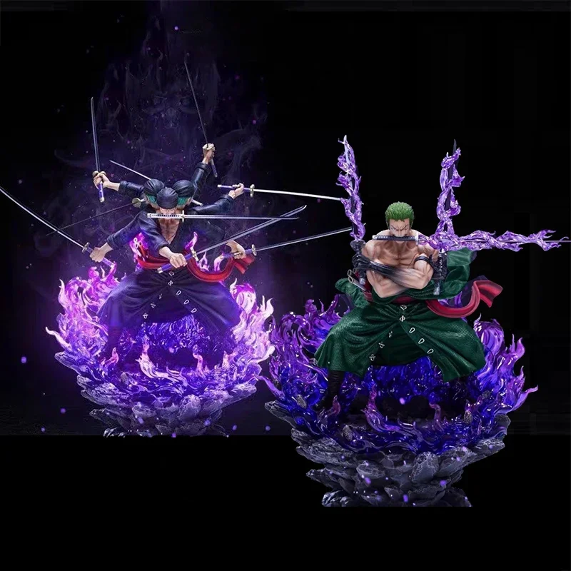 Anime Wano Nine Knives Flow Zoro Action Figure Fighting Model One Piece Figurine 42cm Six Arms Zoro Figure GK PVC Collection Toy