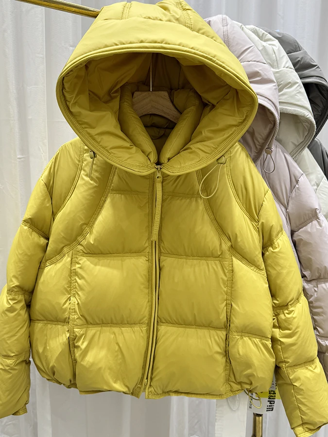 

Женская пуховая куртка Cloud Sensation с капюшоном, на белом утином пуху, теплая, повседневный стиль, укороченная, на молнии, цветная