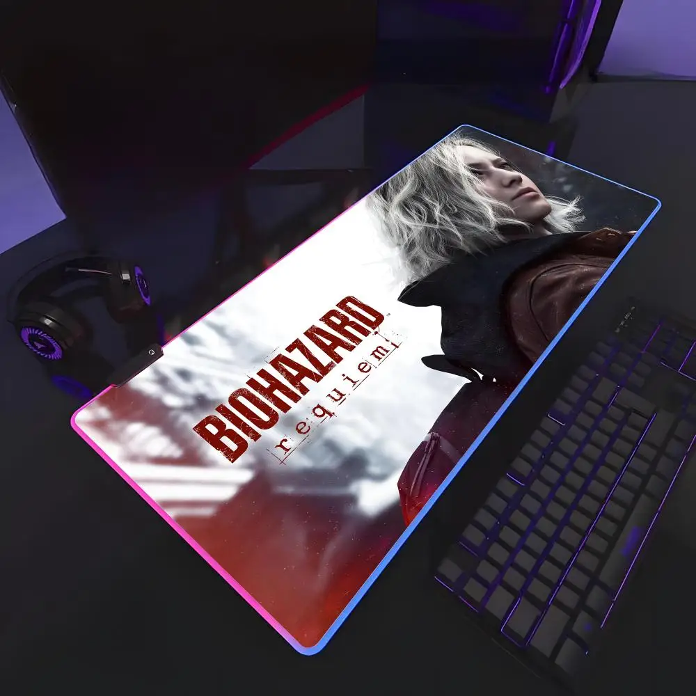 R-Resident Evil Game Mouse Pad RGB Rubber Antislip Keyboard Pad 40x90cm Mousepad Gaming Accessories XXL Office Computer Mat