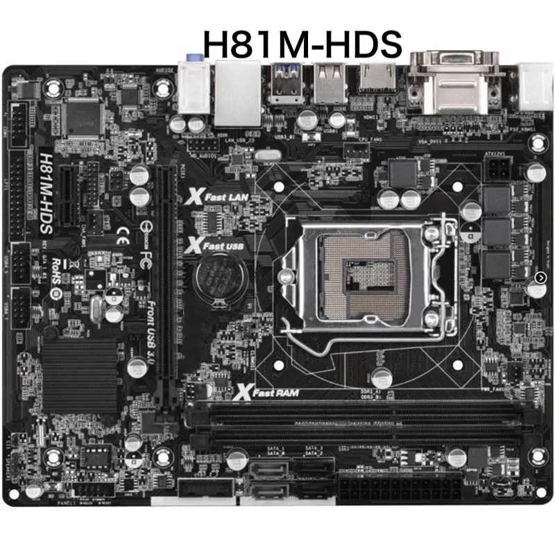 For ASROCK H81M-HDS Motherboard USB3 SATA3 H81 LGA 1150 DDR3 Mainboard 100% Tested OK Fully Work Free Shipping