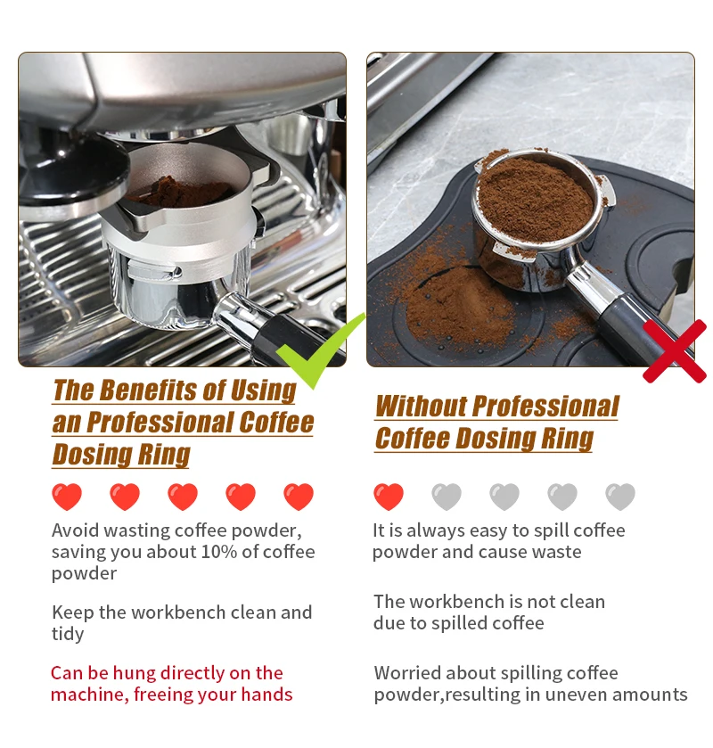 54mm Coffee Powder Receiving Dosing Ring Aluminum Alloy Loop Breville 8 Series Coffee Machines Funnels Accessories Barista Tools