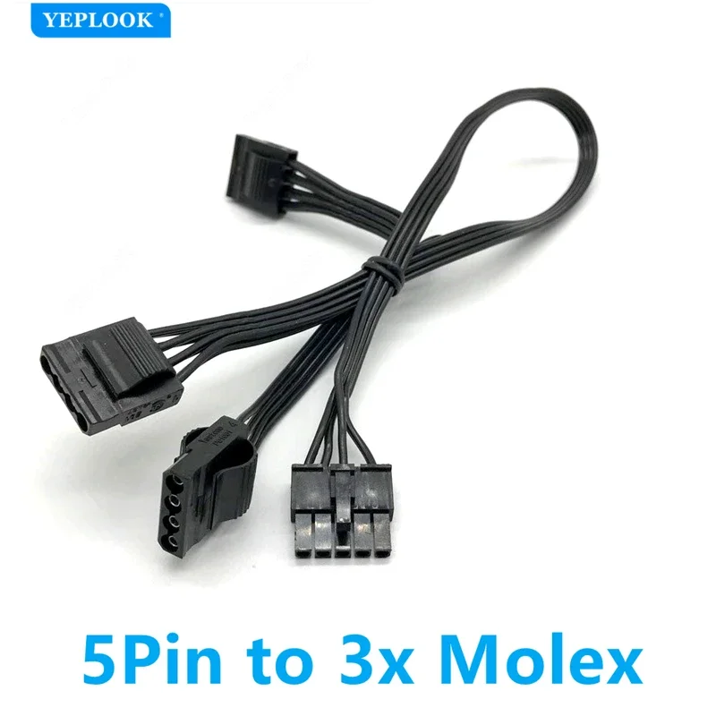 Cabo de alimentação IDE reto de 5 pinos para 3 Molex 4 pinos para Cooler Master V550, V650, V750, V850, V1000, V1300 V2 GOLD Modular Power 18AWG