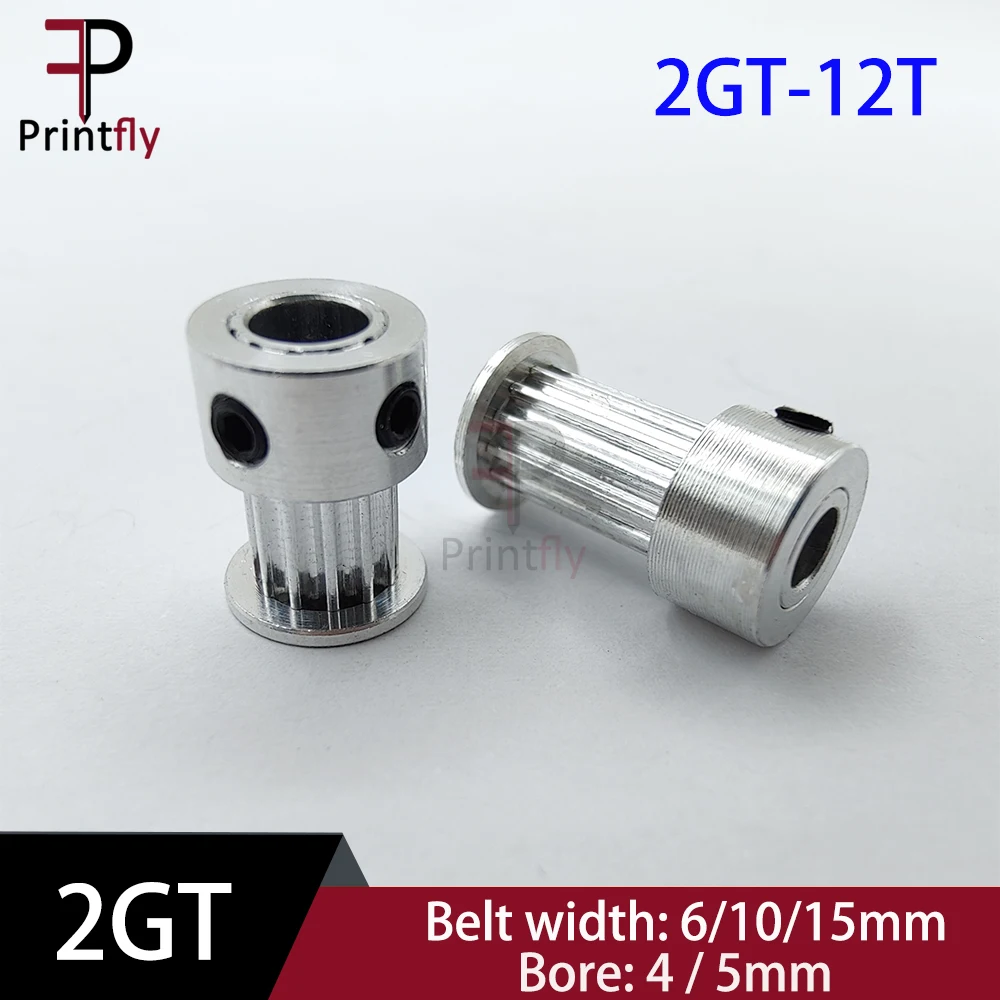 Printfly 2GT 12 Teeth GT2 Timing Pulley 2M Belt Width 6/9/10/15MM Bore 4/5MM For 2GT For Linear Pulley