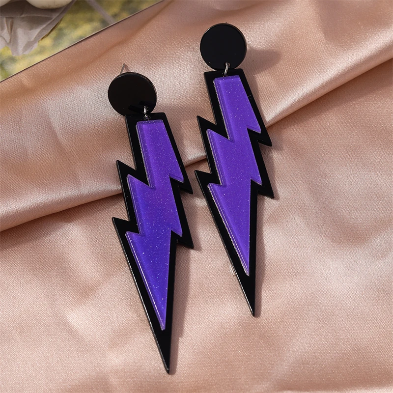 Koreanischen Stil Bonbonfarben Acryl Blitz Ohrstecker für Frauen Mädchen Party Festival Schmuck Geschenke – Detail 11