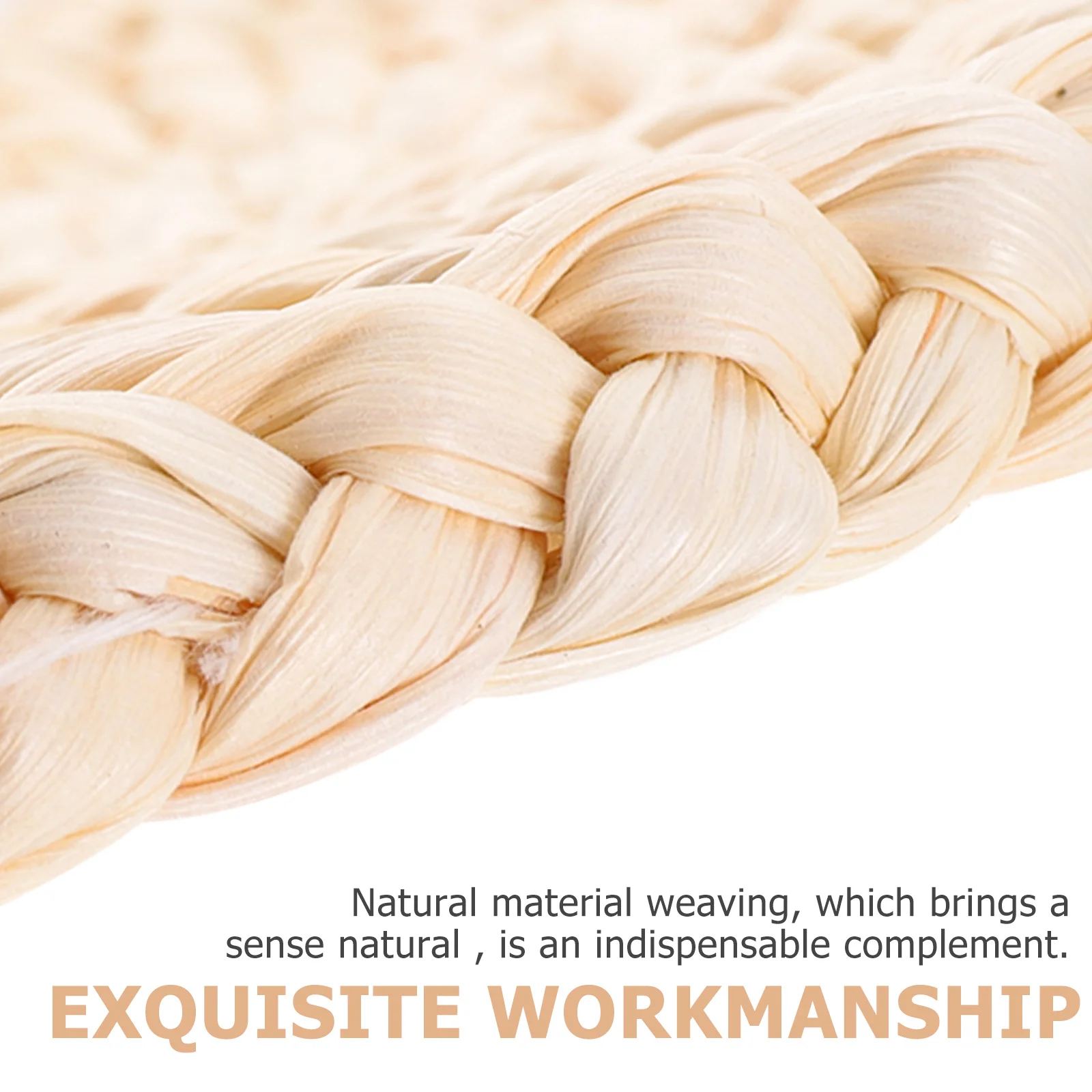 

Braided Round Woven Placemats Heat Resistant Dining Table Natural Straw Placemat Cutlery Mat Rustic Decorative Cushion