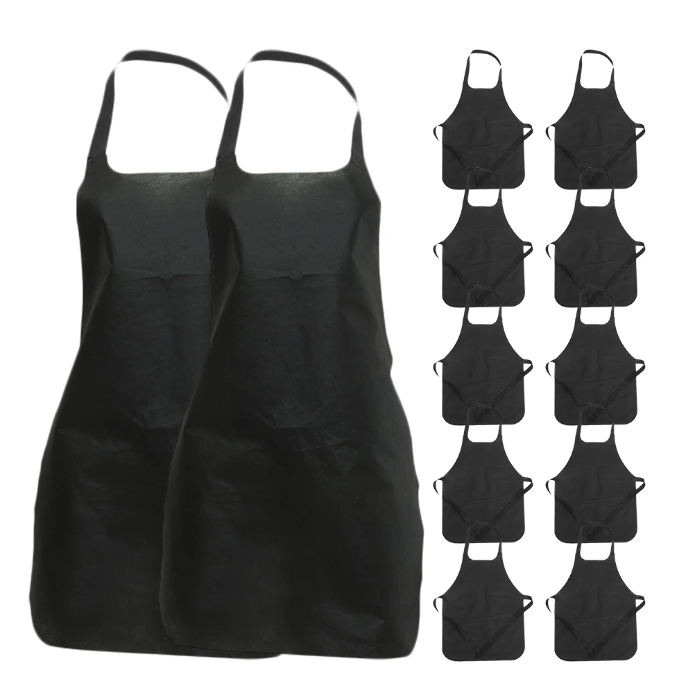 

12 Pcs Disposable Thickened Apron for BBQ Grilling Water Resistant Non Woven Fabric Adult Kids Workshop Uniform Painting Cooking