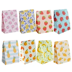 10PCS Summer Fruits Candy Gift Bags Pineapple Strawberry Packaging Gifts Bag for Kids Summer Birthday Party Gifts Candy Supply