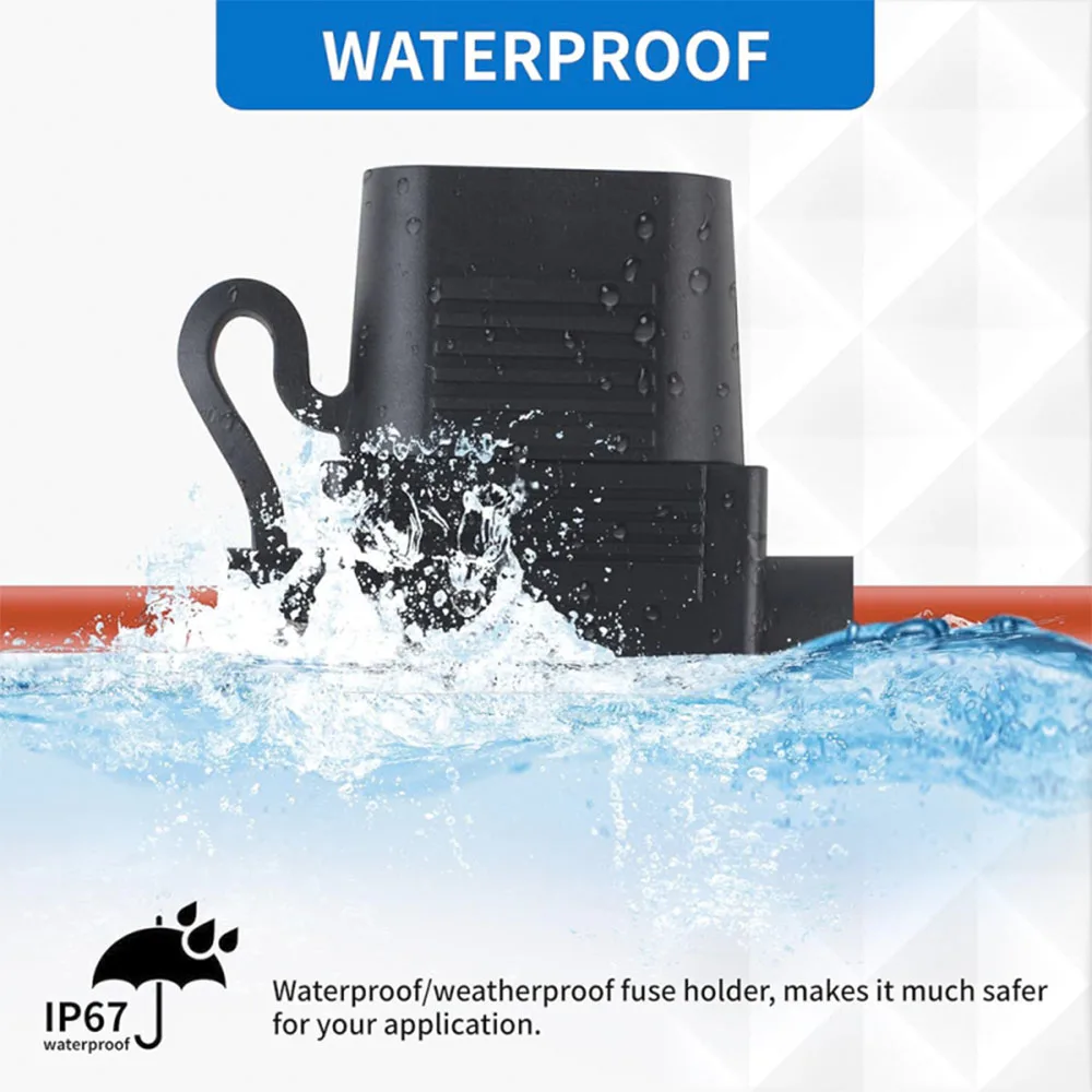6er-Pack Inline-Sicherungshalter 12 AWG Wasserdichter Sicherungshalter mit 66 Stück Standardsicherungen (2A/3A/5A/7,5A/10A/15A/20A/25A/30A/35A/40A) – Detail 6