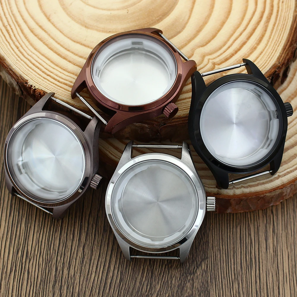 Pilot Diver 40MM 2824 Watch Case Stainless Steel Silvery Black accessories for NH34 NH35 NH36 ETA2824 PT5000 Fashion Waterproof