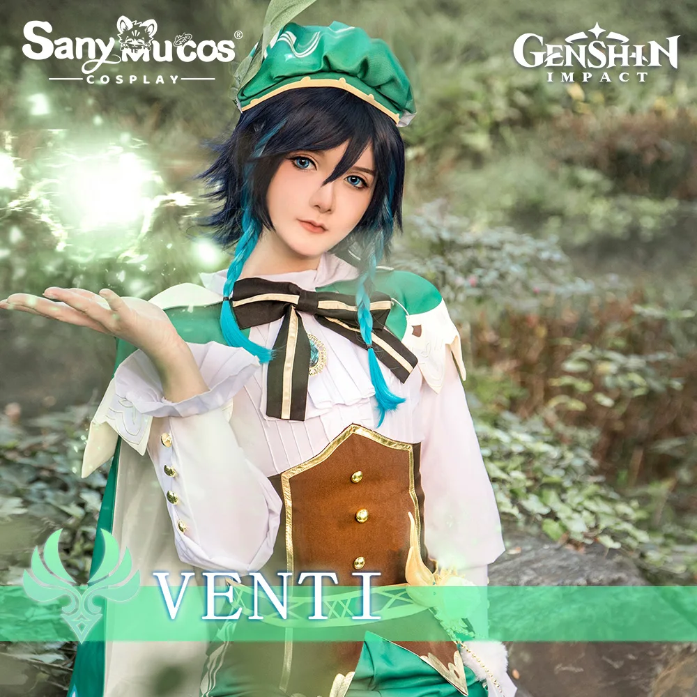 

【48H To Ship】SanyMuCos Genshin Impact Venti Cosplay Costume Halloween Set Mondstadt Venti Wig Stage Performance Clothes