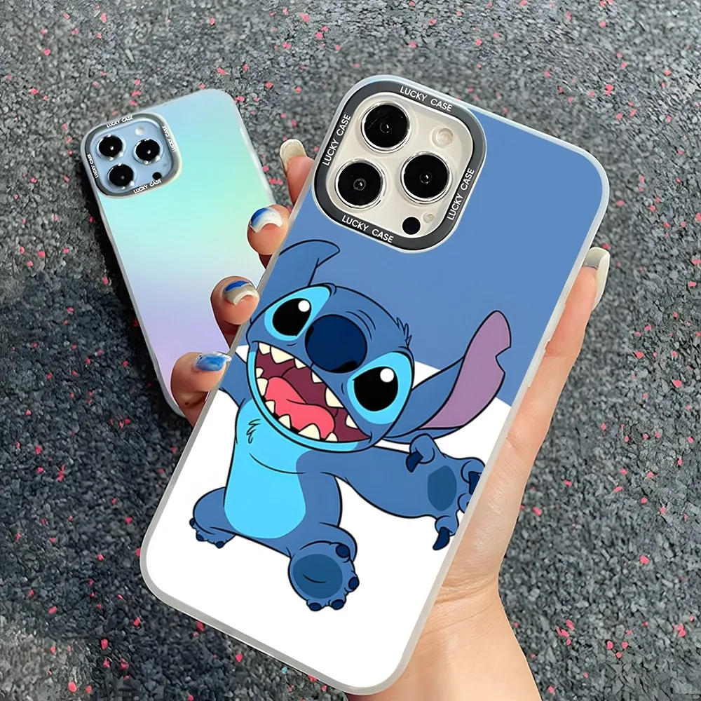 Disney Cartoon Stitch Phone Case IMD Dazzle Colorful Phone Case For Oppo Reno 5 6 7 8 A 54 55 74 10 Pro Realme Laser PC Case