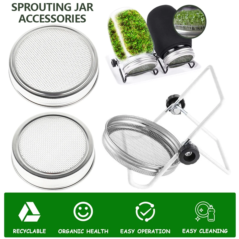 Sprouting Jar Lid Stainless Steel Sprouting Jar Holder Wide Mouth Mason Jars Seed Sprout Can Lid Germinator Stand Planting Tools