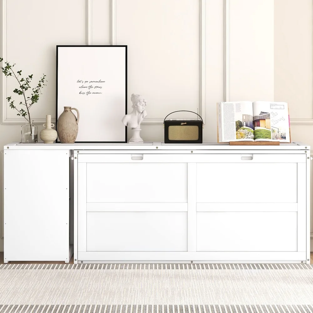 سرير ميرفي بحجم كوين مع مكتب قابل للدوران، أبيض #4