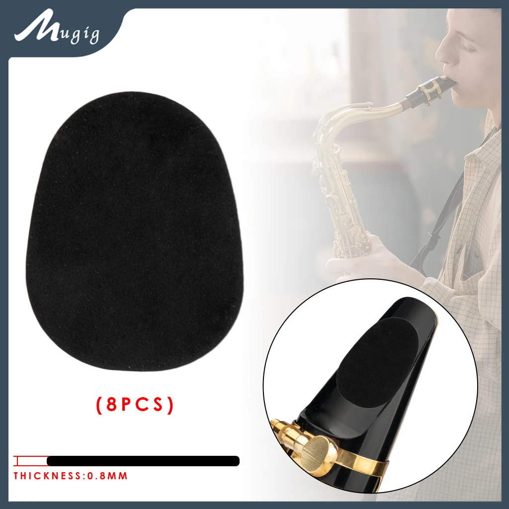 Mugig 8pcs/1pack Mouthpiece Patch Cushion Rubber Sax Mouthpiece Pad Cushion For Soprano Alto Tenor Saxophone 0.8mm Thickness