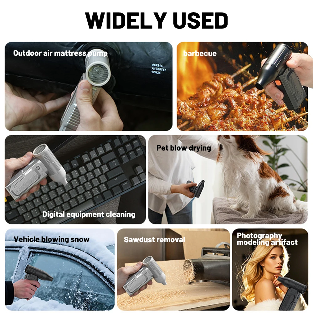 130000 RPM Mini-Turbo-Jet-Lüfter, bürstenloser Hochgeschwindigkeitsmotor, elektrischer Luftzerstäuber, einstellbare Windgeschwindigkeit, gewalttätig, mit 2 Düsen