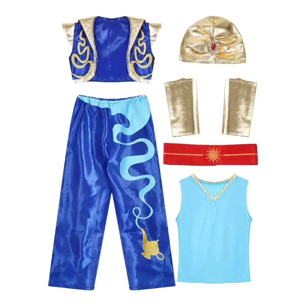 Arab Uniform For Boys Men Aladdin Cosplay Full Set Outfits Role Play Halloween Carnival Suit Performance Clothes Anime Costume