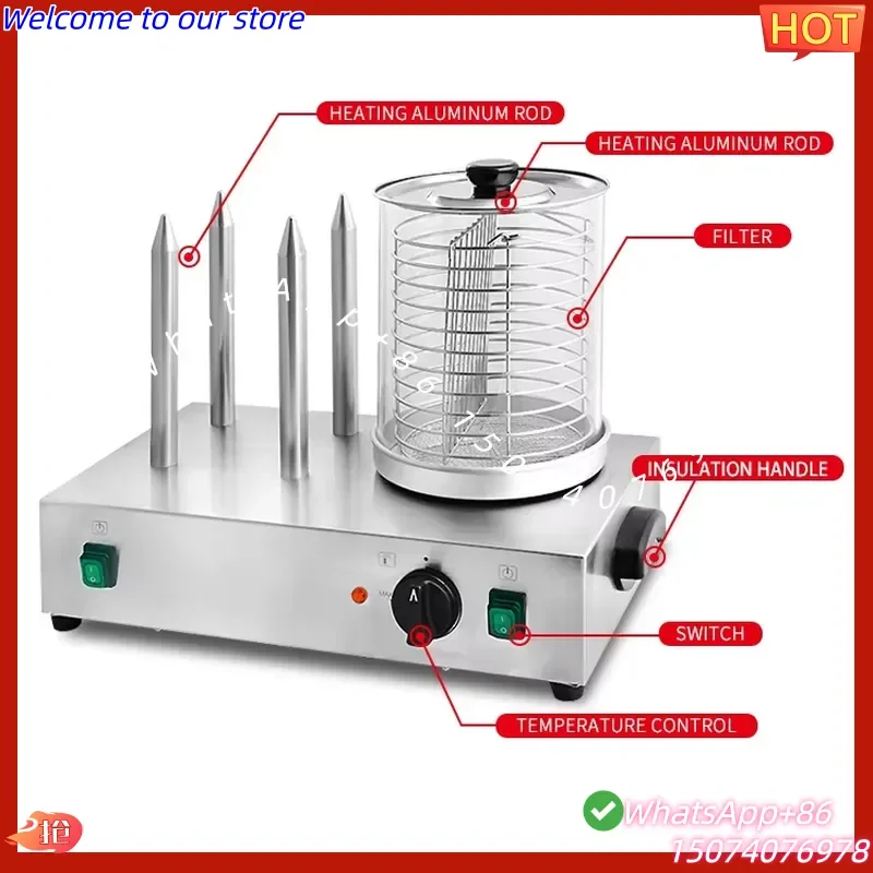 2026 Bread Steamer Warmer Automatic Sausage Grill Machine Commercial Hot Dog Maker Electric Hotdog Roller With 4 Bread
