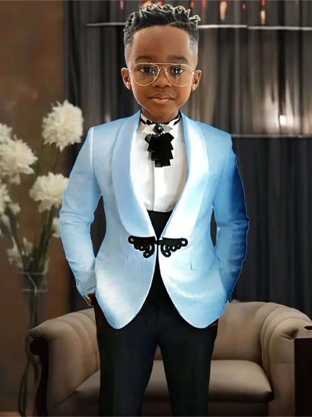 Txjojn Chic Boys Slim Fit Suits 3 Pieces Piano Performance Wear Premium Handsome Kids Suit Set Wedding Party Wear 2-20 Tuxedo