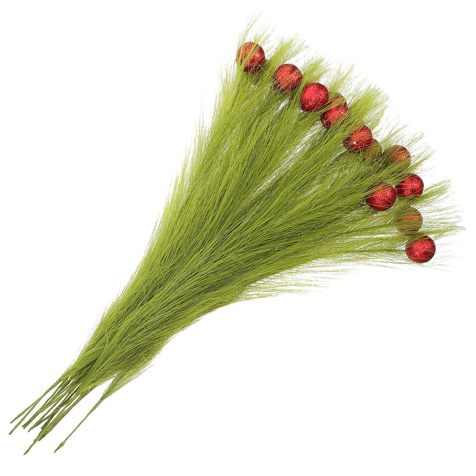

16Pcs Artificial Green Stems Faux Pampas Grass for Holiday Party Layout Decorations Home Fall Faux Pampas Grass Decor