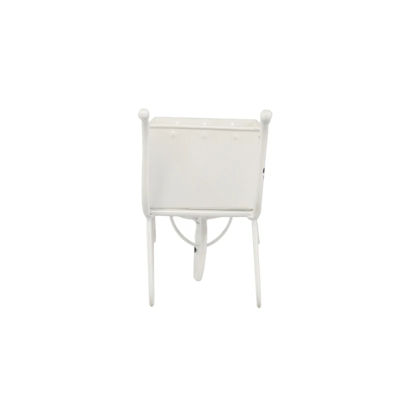 11.5X4x7 "الأبيض المعادن المتعثرة عربة يدوية زارع ديكور منضدية حديقة فناء المنزل لهجة حلية #4