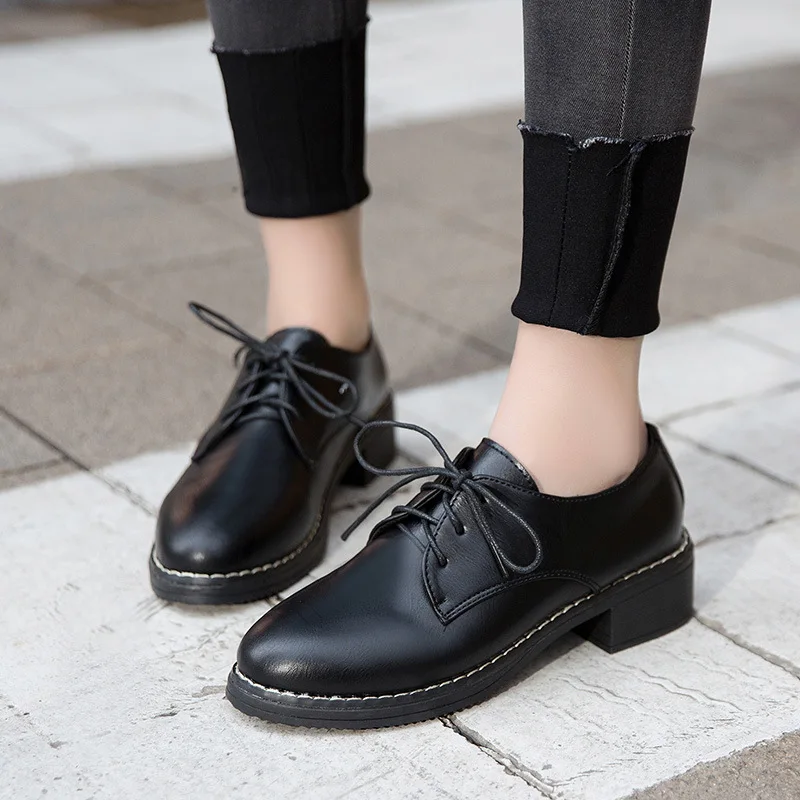 Damskie mieszkania nowe buty Oxford w stylu brytyjskim damskie dorywczo sznurowane mieszkania buty damskie pnącza buty damskie
