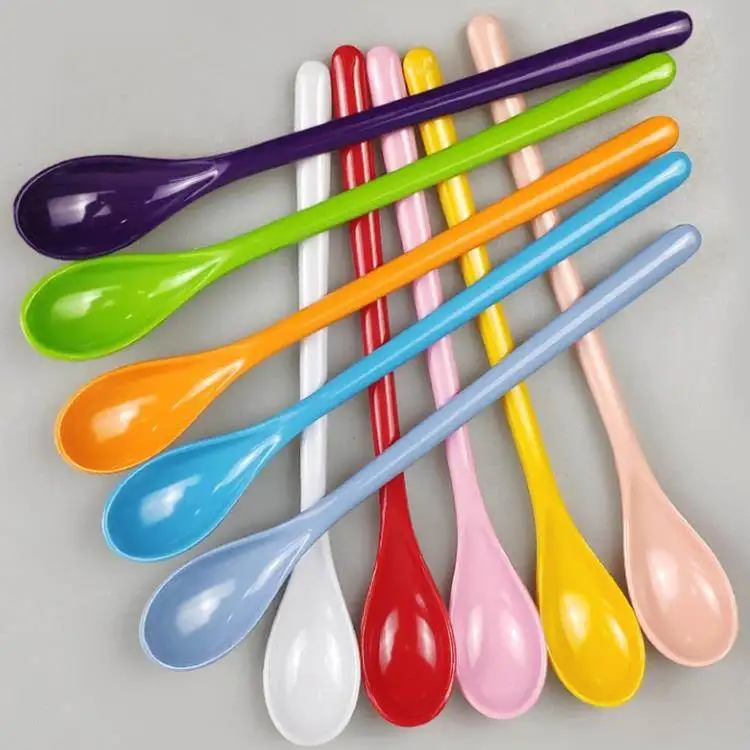 

Long-Handled Plastic Mélne Spoon Stirring Cute Dining Utensil Commercially Used Bar Spoon Restaurant ential Twisted Spoon