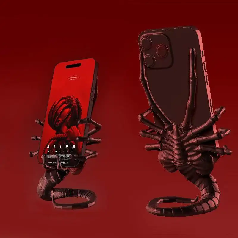 Soporte para teléfono con estampado de cara de alienígena en 3D, soporte para dispositivo móvil con temática para juegos única