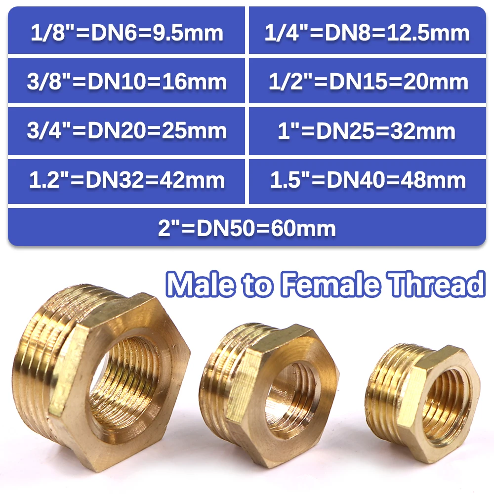 1/8 "1/4" 3/8 "1/2" 3/4 "1" 1.5 "2" Messing Buisfittingen Mannelijk Naar Vrouwelijk Draad Reducerende Zeshoek Bushbus Brandstof Water Gasolie