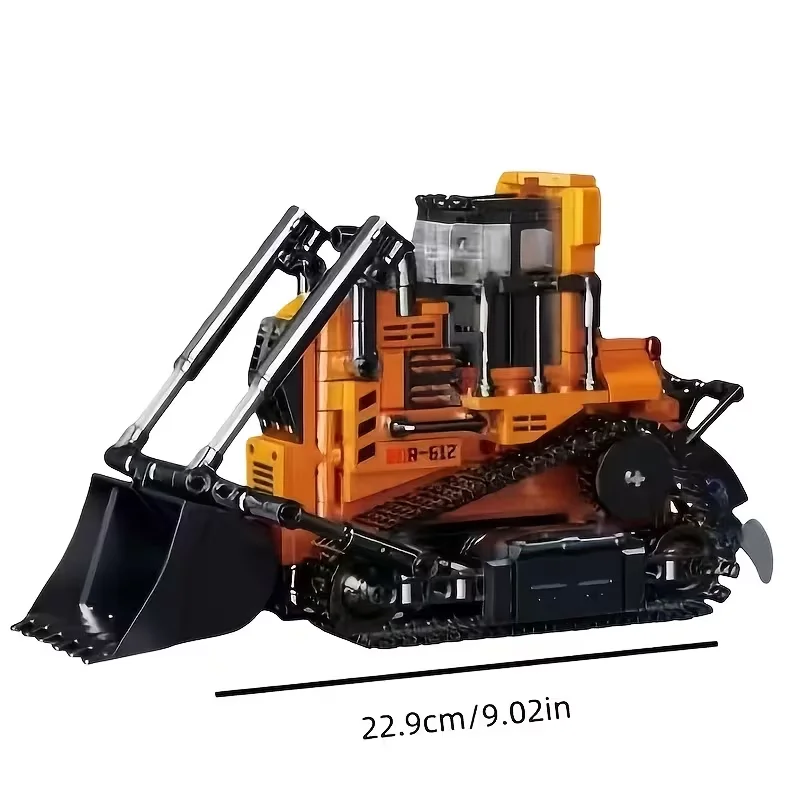Large Tracked Heavy-Duty Bulldozer Construction Set, Large Agricultural Vehicle Building Blocks/Comes with Movable Tracks, Steering Wheel, and Bucket Loader – Heavy-Duty Vehicles and Model Kits, Suitable for Display, Birthday/Christmas Gifts