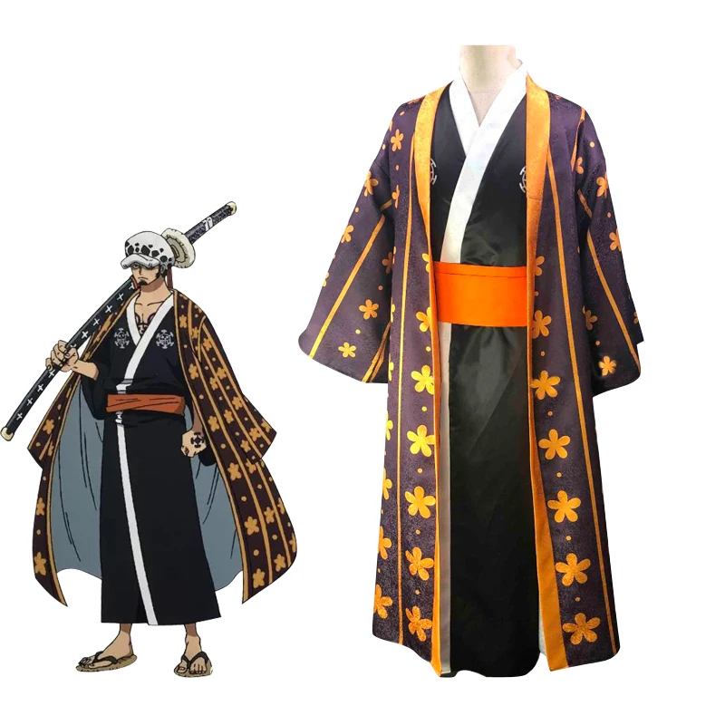 IN STOCK Wano Country Arc Trafalgar D. Water Law Kimono Outfit Anime Cosplay Costume Christmas Halloween Theme Party