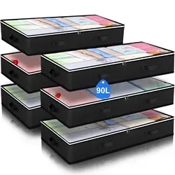 3 Pack Under Bed Storage Container Organizer Large Capacity Under Bed Clothes Storage Box Foldable Storage Bag with Clear Window