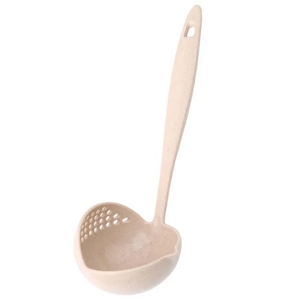 Cuchara de sopa 2 en 1, paja de trigo, cuchara de sopa de mango largo, cucharón colador, cuchara para sopa con filtro, colador, utensilios de cocina
