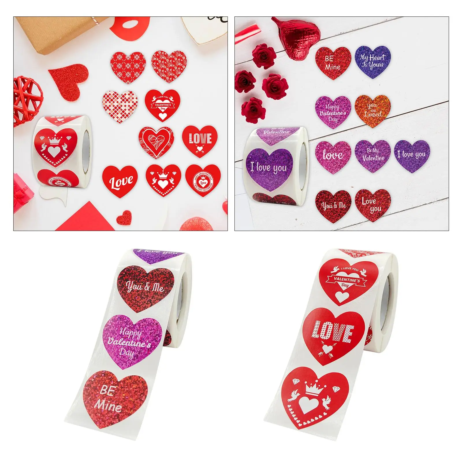 Heart Stickers Sealing Labels 500Pcs Valentines Day Decor Cards Making Scrapbooking 3.8cm Decorative Stickers for Engagement