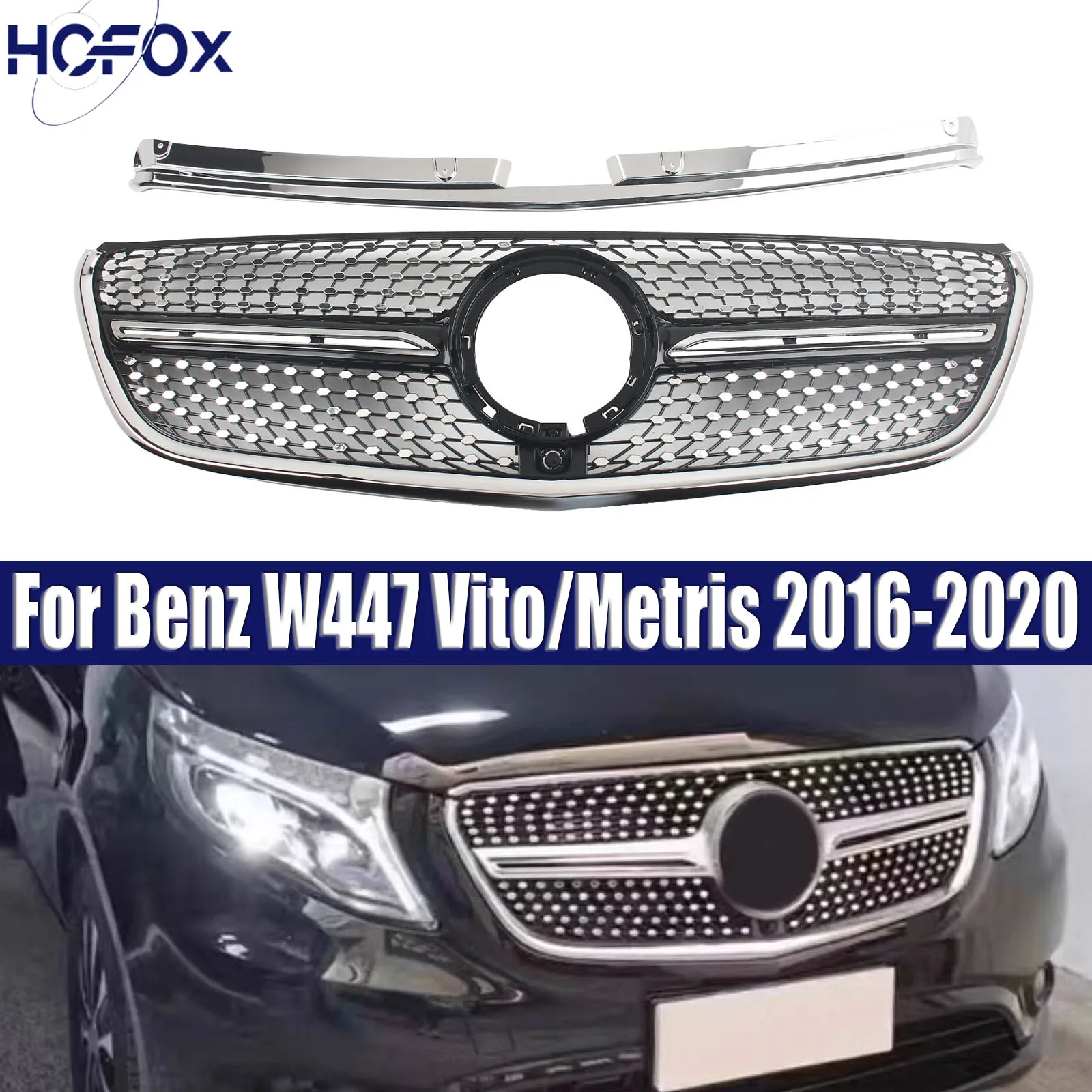 

Diamond Style Front Radiator Grille Inlet Grill For Mercedes-Benz W447 Vito/Metris 2016-2020