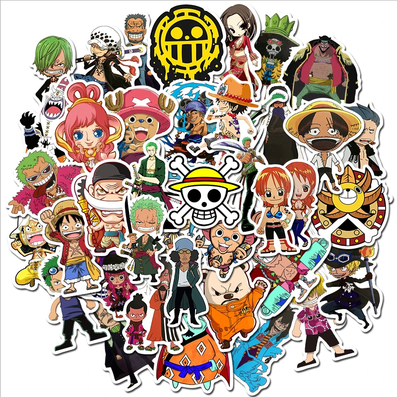 50pcs ONE PIECE Stickers Cartoon Anime Cool Laptop Phone GuitarSkateboard Decoration Graffiti Sticker Kids DIY Decal Gift Toy